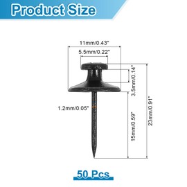 sourcing map 50 Pcs Double Headed Picture Hanging Nail, Zinc Alloy Push Pins Picture Hangers Double Headed Thumb Tacks for Hanging Pictures, Black