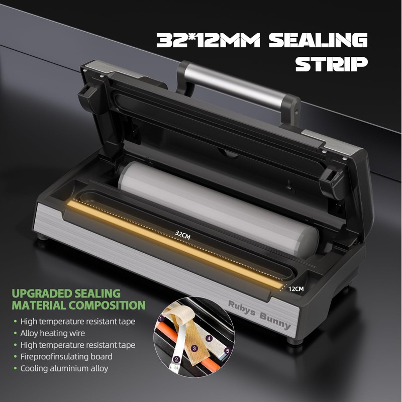 Precision Vacuum Sealer, 90Kpa Vacuum Sealer Machine, 10-in-1 Functions, Easy-lock