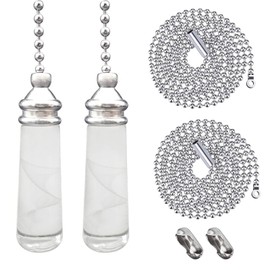 4 Pcs Light Pull Cord Set with Beaded Pull Chain Extensions and Connectors, Bathroom Light Pull with Crystal Cylinder, Light Pull Chain Extension, Ceiling Light Fan Switch for Bathroom Toilet (100cm)