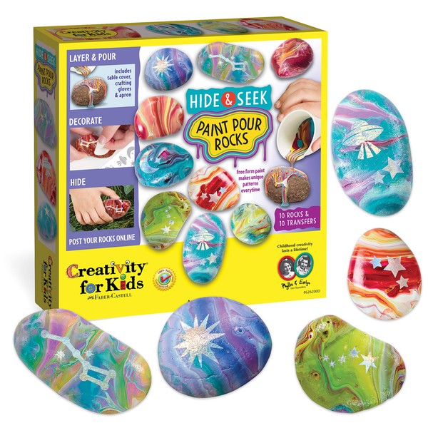 Creativity for Kids Hide and Seek Paint Pour Rock Painting Art Kit - Arts and Craft Activities for Kids