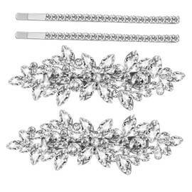 BIUDECO Fine Crafted Bridal Hair Pieces Sparkly Rhinestone Hair Clips for Women