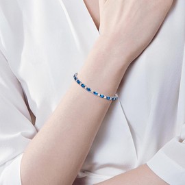 FANCIME Blue Topaz Tennis Bracelet, Sterling Silver December Birthstone Tennis Bracelets for Women, Fine Jewellery Mothers Day Christmas Birthday Gift for Women Girls