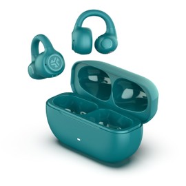 JLab Flex Open Earbuds, Teal, Clip-on Cuff Design, Wireless Open-Ear Audio Freedom Effortless Fit, Safe Listening, Bluetooth Multipoint, Customize with The App