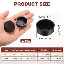 sourcing map 20pcs Plastic Hole Cover Plug for 35mm(1 3/8") Concealed Hinge Cup and Screw Hinge Hole Plugs Covers for Kitchen Cabinet Furniture, Black