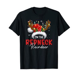 MB I'm The Redneck Reindeer Christmas Funny Family Pyjamas T-Shirt, black
