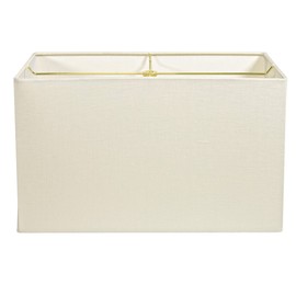 Design and Deliver Cream Linen Rectangle Lamp Shade 17" wide x 8" deep x 10" tall - Durable Brass Spider Fitting Lamp Shade - Fits Lamps with a Harp Fitting - 17 Inch Off White Lamp Shade