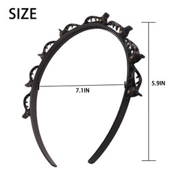 SSKHE 2 Stück Haarreifen mit Klammern,Haarreif mit clips,Haarbänder mit Haarspangen,Haarbänder mit Haarspangen,Stirnbänder für Frauen Mädchen,Hairband with Clips,Stirnband(Schwarz+Braun)