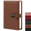 B6 Leather Journal Notebook with Combination Lock, Travel Refillable Ruled