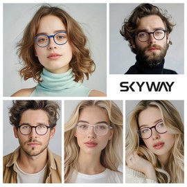 SKYWAY Blue Light Glasses Men Womens, TR90 Unbreakable Blue Light Blocking Glasses, Anti Glare Lightweight Round Computer Gaming Glasses Non-Prescription Brown