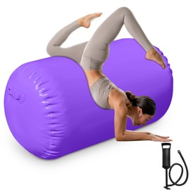 Air Roller Gymnastics Barrel Back Handspring Trainer Air Barrel Gymnastics Air Tumbling Mat for Tumbling Cheerleading Training Yoga Gym with Manual Air Pump Backhandspring