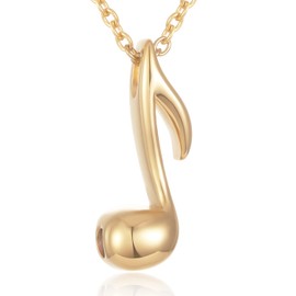 Music Note Urn Necklaces for Ashes Stainless Steel Musical Note Cremation Keepsake Jewelry Locket Cremation Urn Pendant Necklace Memorial Ash Jewelry for Keepsake Gift, Stainless Steel, No Gemstone,