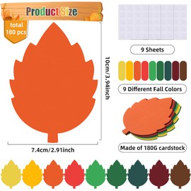 MixTeach 180 Pcs Leaf Paper Cutouts Fall Leaves Cut-Outs Assorted Color Paper Leaf Shapes Die Cuts Autumn Thanksgiving Paper Leaf Accent Classroom Decor for School Bulletin Board Decorations Craft
