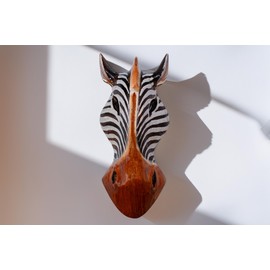 Woru Zebra Wooden Mask from Bali Wall Mask Available in 30 cm, 50 cm or 100 cm (20 cm)