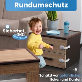 HAPPY CHLEA Baby Edge Protector and 4 Foam Corner Protectors Table Edge Protector and Corner Protector: 2.4 m Total for Table and Furniture Corners 2 Drawer Locks Certificate (Brown)