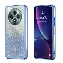 BEEJTUNY Case for OPPO Reno12 F/Reno 12 F 5G/Reno12 FS 5G, Transparent Protective Cover with Gradient Glitter, Soft and Beautiful Bumper Shell, Stylish Shockproof Cover. Blue