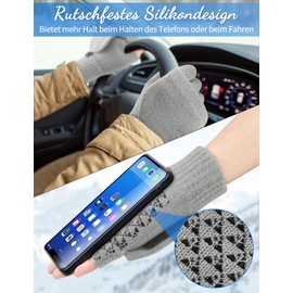 Kiiwah Winter Non-Slip Fingerless Gloves, Unisex Convertible Thermal Half Finger Gloves, Non-Slip Knitted Gloves for Men and Women, Driving, Sports, Outdoor