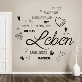 TOARTI Wall Sticker with German Text "Es sind Begegnungen mit Lieblingsmenschen die das Leben Lebenswertt machen" [German Language] Black Wall Sticker for Living Room Sayings Quotes Wall Sticker