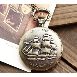 Infinite U Ancient Sailboat/Warships/Pirate Ship Big Quartz Pocket Watch Arabic Numerals