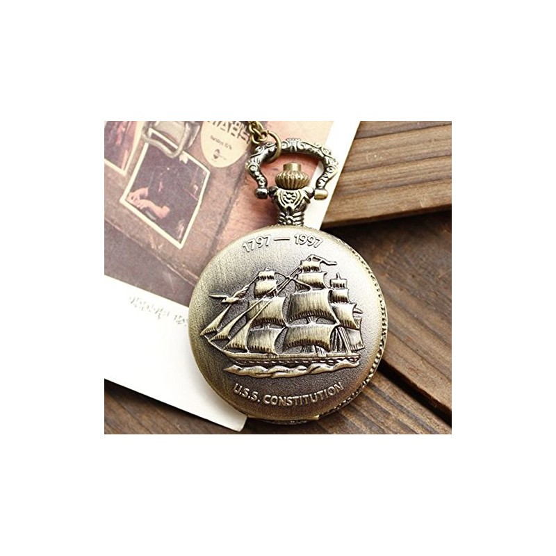 Infinite U Ancient Sailboat/Warships/Pirate Ship Big Quartz Pocket Watch Arabic