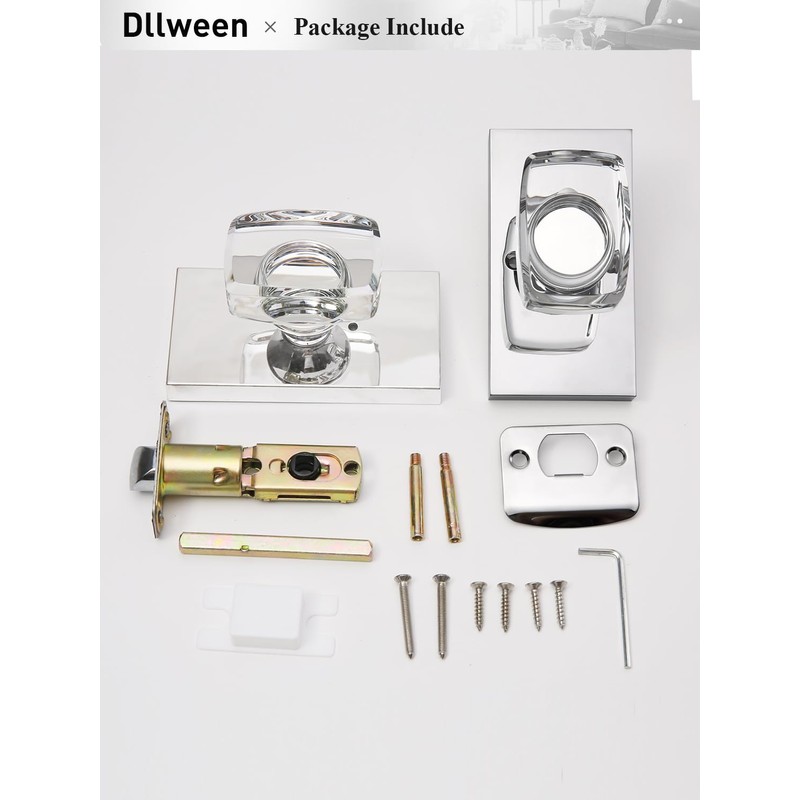 Dllween Glass Door Knobs, Crystal Door Knobs Interior with Lock,