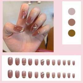 Press on nails desmontables Uñas Postizas Cristal Y Perlas Elegantes Fiesta Boda Xv Años