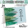 Whaline 24 Pack Merry Christmas Greeting Cards Green Forest Note