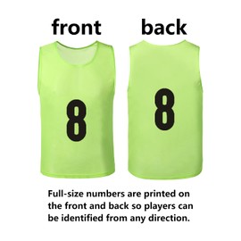 BGHTYYP 24 Pack Nylon Mesh Numbered Soccer Scrimmage Team Practice Vests Pinnies Jerseys Train Vest Youth for Adult Sport Football Basketball Green,Orange