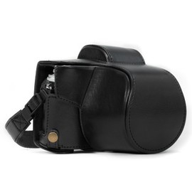 MegaGear "Ever Ready" Protective Leather Camera Case, Bag for Olympus OM-D E-M10 with 14-42mm (Black)