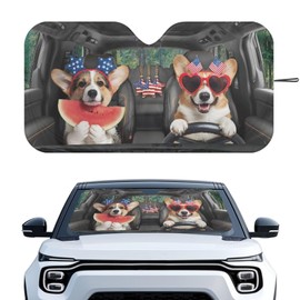 Qpednta Corgi Car Front Windshield Sun Shade Reflect UV Sun and Heat Foldable Car Windshield Sunshades Interior Accessories Protection Universal Vehicle Accessories