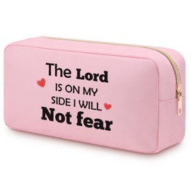 Heigebi Christian Gift for Women Faith Bible Verse Makeup Bag Inspirational Quotes Gift for Religious Mom Daughter Sister Female Friends Encouragement Gift Oxford Cloth Cosmetic Travel Pouch