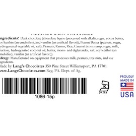 Lang’s Chocolates – Assorted Dark Chocolates – Certified Kosher-dairy – Box of Chocolates for Gifting – Caramel, Peanut Butter, Cashew Cluster, Meltaways & More – Belgium Style – 32 Piece Box