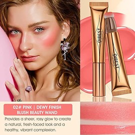 Bluemega Rubor Líquido, Rubor En Crema, Iluminador De Cara En Barra, Varita De Belleza De Contorno, Blush Stick Con Aplicador De Cojín, Colorete En Crema, Súper Sedoso, Acabado Mate Natural (8#)