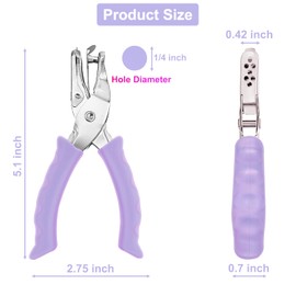 Single Hole Punch 1/4” Hole Puncher for Crafts, One Hole Paper Punch with Soft Grip Handle, Small Hole Punch for Kids and Adults, Purple