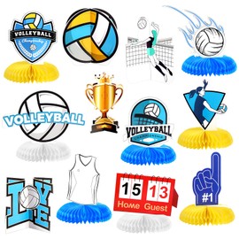 Harloon 12 Pieces Volleyball Party Decorations Volleyball Honeycomb Centerpieces Volleyball Tables Centerpieces Volleyball Party Favors for Birthday Party Sports Themed Party Decor