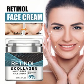 Retinol Anti Aging Face Cream & Anti Wrinkle Face Cream, with 5% Hyaluronic Acid & Collagen-Boosting Formula. Smooth & Youthful Skin, 24-Hour Hydration for Firmer - Suitable for All Skin Types, 50ml