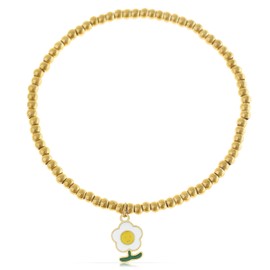 Made by Nami Golden Pearl Bracelet Women's Elastic Friendship Bracelets with Charms Made of Surgical Stainless Steel Hypoallergenic Waterproof Jewellery Gold, Stainless Steel, No Gemstone