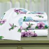 Collections Etc Humming Bird Floral 4-Piece White Sheet Set