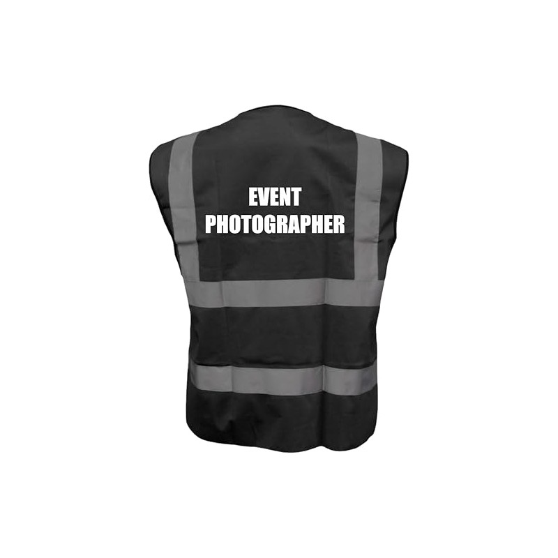BLACK Hi Vis vest EVENT PHOTOGRAPHER Vest Waistcoat Safety Vest