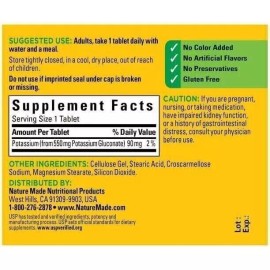 Nature Made 3 Pack Potassium 550mg 300 Tablets (3x100) No Gluten Exp. 11/2026 #1 Recommended
