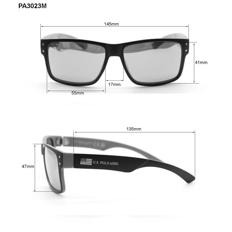 U.S. POLO ASSN. Men's PA3023M Iconic Retro 80's Rectangular Mirrored