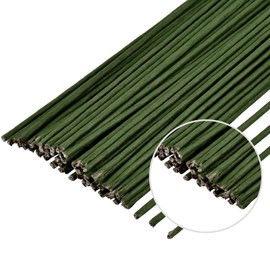 POPOYU Pack of 50 Florist Wires, 40 cm, 1 mm Floral Wire, Black/Green, Flower Wire for Crafts, Flower Wire, Thin Floral Wire, Paper Coated for Artificial Flowers, Wedding, Bouquet Decor