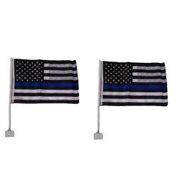JumpingLight (2 Pack) 12x18 USA Police Thin Blue Line Double Sided Car Window Vehicle Flag - Quality Flags