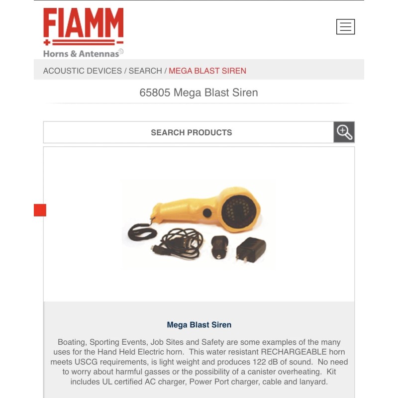 Fiamm 65805 Mega Blast Siren Horn Yellow Battery Powered FREE