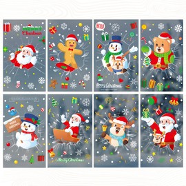 Candy Christmas Window Clings - Cute Christmas Snowman Snowflake Christmas Window Stickers Christmas Window Decals for Xmas Holiday Home School Office Decor 4 Sheets