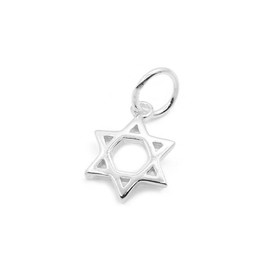 SUGARKITTEN LONDON Sterling Silver 8mm Hollow Six Pointed Star Hex Star of David Charm Pendant