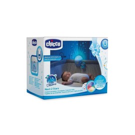 Chicco Next2Stars Nachtlicht Baby Sternenhimmel Projektor mit Plüschtier - Sternenlicht Projektor für Babybettchen, Nachtlicht mit Soundsensor, 3 Lichteffekte und Musik - 0+ Monate, Blau