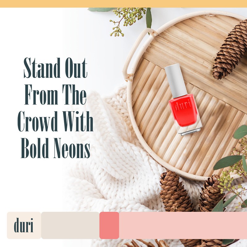 duri 645N Windy City Roar Nail Polish, Neon Red Color,