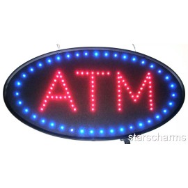 e-onsale Animated Oval LED Neon Light ATM Open Sign Super Size ATM