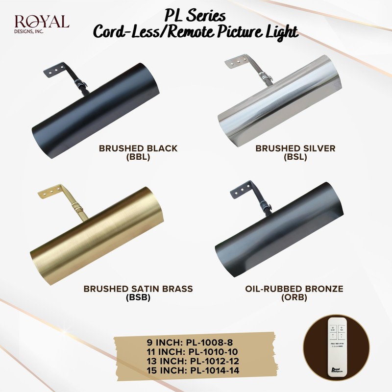 Royal Designs, Inc. Cordless Remote Control LED Picture Light, Dimmable