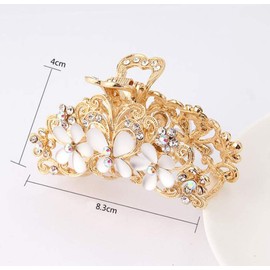 Women Vintage Metal Rhinestone Hair Claw Clip Fashion Alloy Hollow Flowers Hair Catch Hair Barrettes Hair Clips Hair Accessories (Gold)